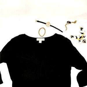 MICHAEL Michael Kors Black Tee Shirt 3/4 Sleeves Flowy Womens M